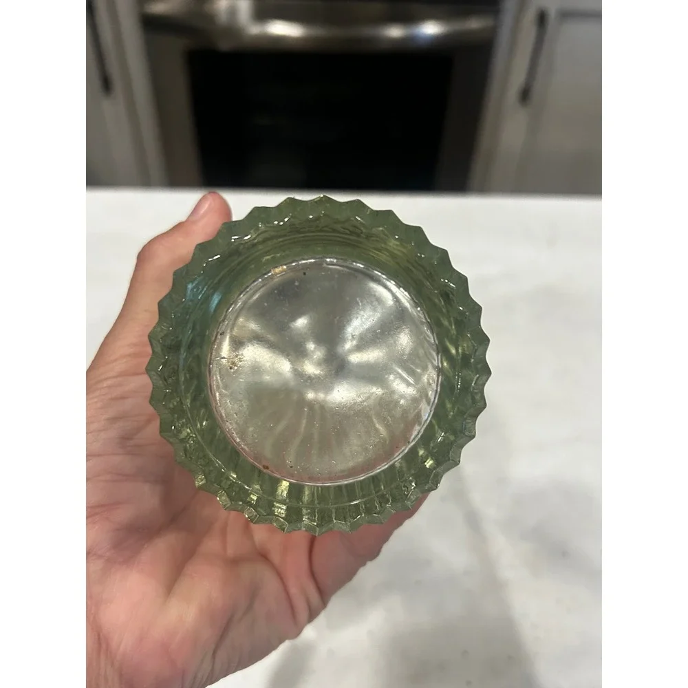 Vintage Ribbed Glass Cocktail Shaker with Chrome Lid and Built-in Strainer 9.5